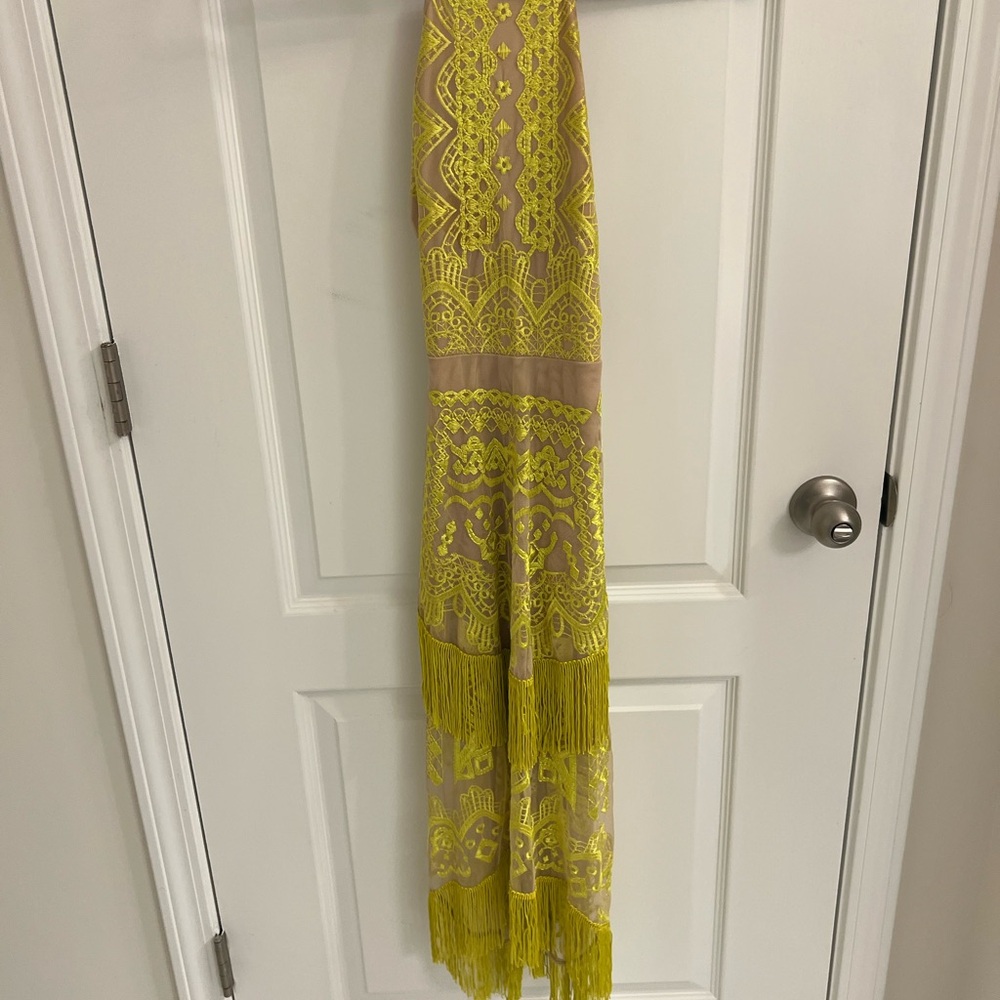 ASOS Yellow Lace Asymmetrical Dress